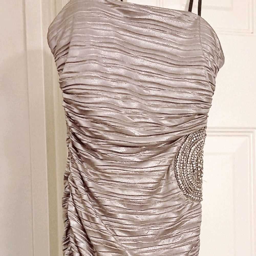 Silver embellished side hip party dress